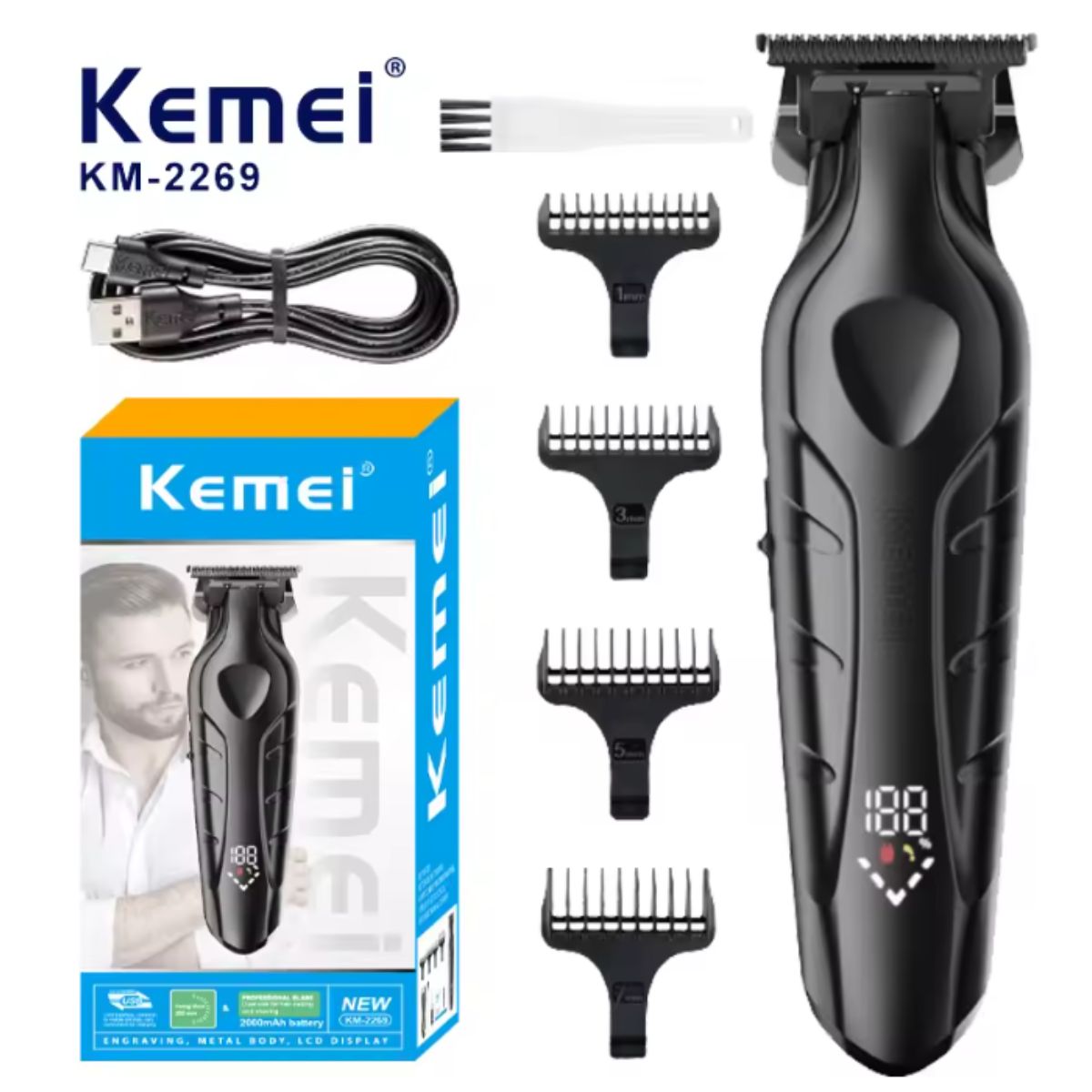 Máquina de Corte Kemei KM-2269 Bivolt e com Display LED