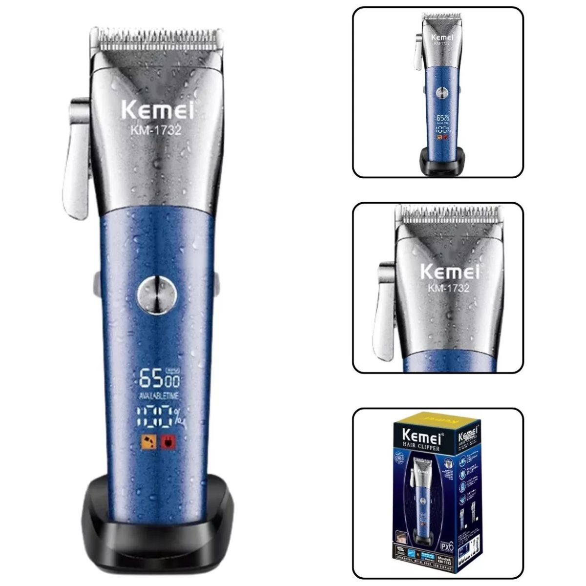 Máquina de Cortar e Barbear Kemei KM-1732 Portátil, Leve e Eficiente