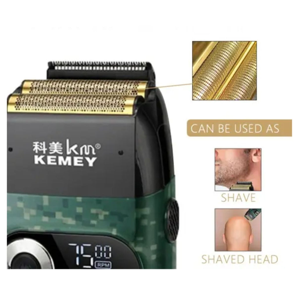 Barbeador Elétrico Kemei KM-2027 Profissional, Bivolt e Sem Fio