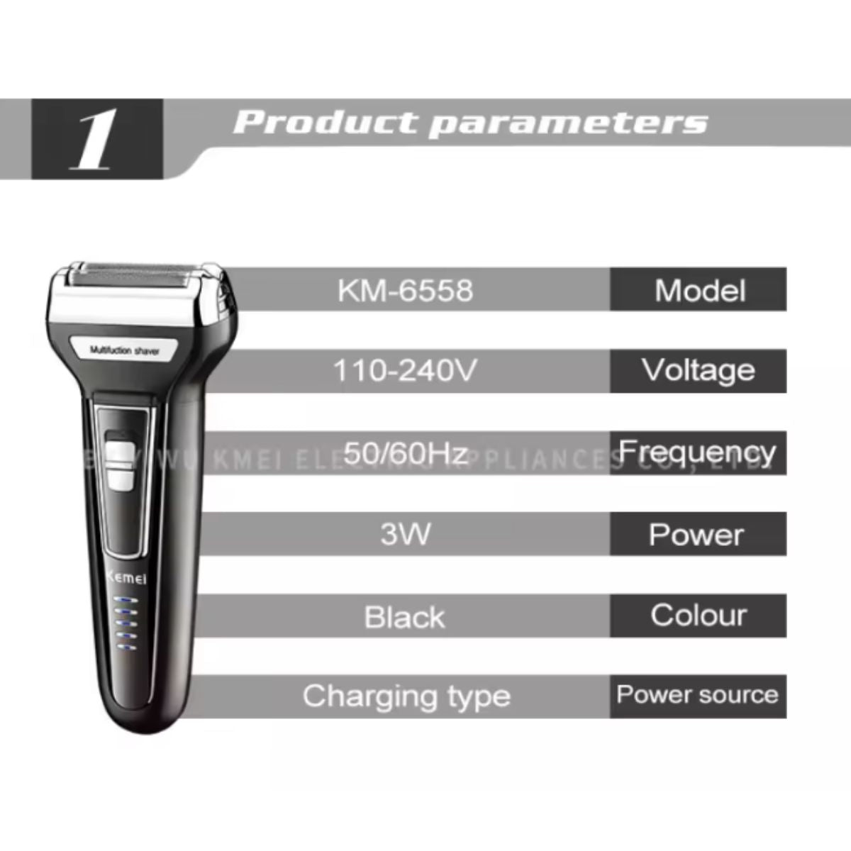 Cortador de Cabelo e Barbeador Kemei KM-6558 Profissional Bivolt