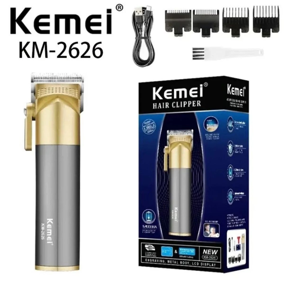 Máquina de cortar Kemei KM-2626 Profissional USB e Sem Fio