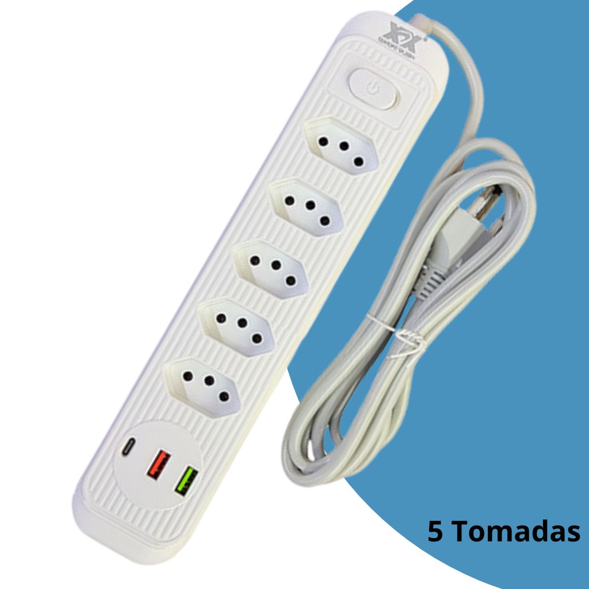 Extensão Elétrica A631 de Ate 5 Tomadas + 2 USB + 1 Tipo-C