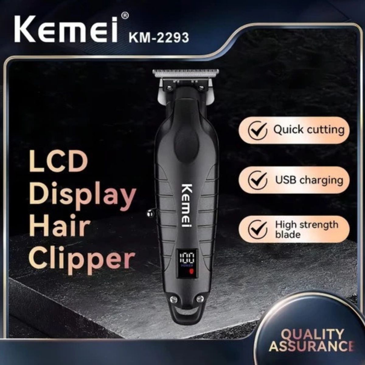 Máquina de Cortar Kemei KM-2293 Bivolt Profissional Bivolt e USB