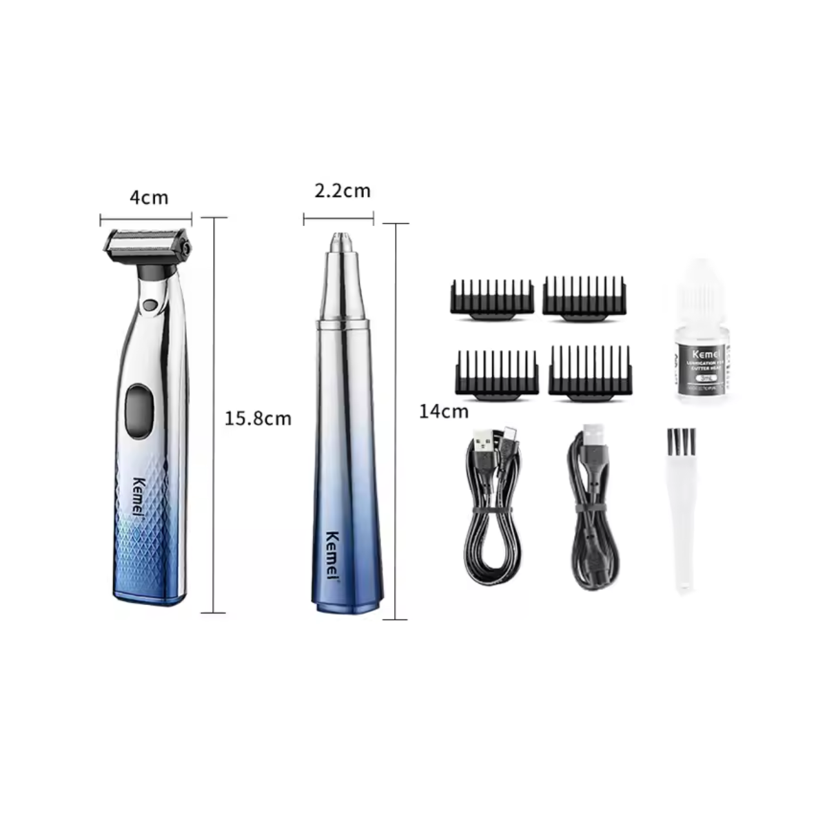 Kit Aparador de Pelos Kemei KM-3236 USB Sem Fio e Portátil