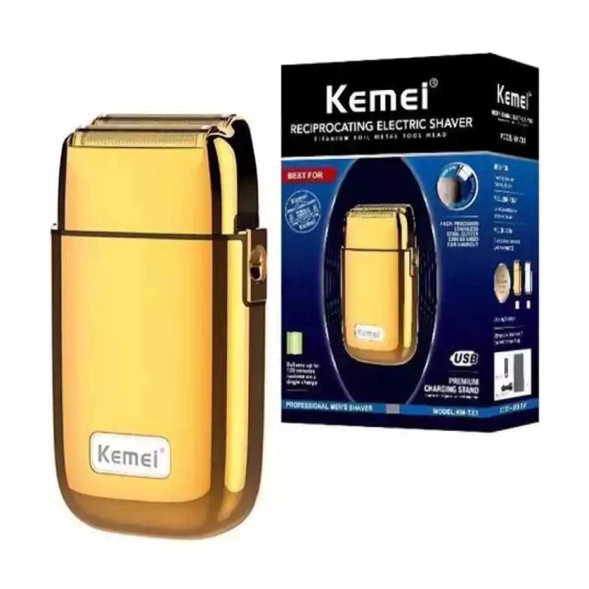 Máquina de Barbear Kemei Km-TX1 Profissional USB e Portátil
