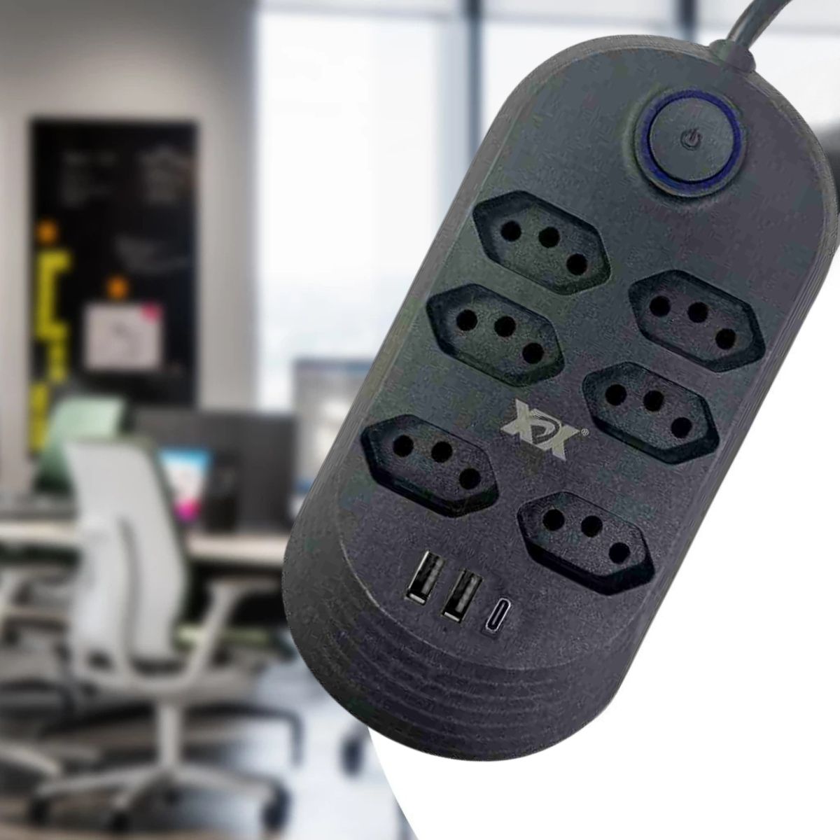 Extensão Elétrica Di Vida Power Socket 6 Tomadas Bivolt