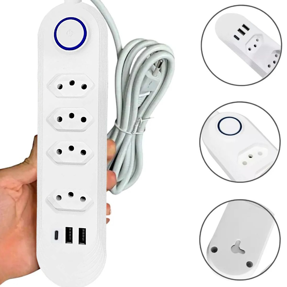 Extensão Elétrica Di Vida Power Socket 6 Tomadas Bivolt