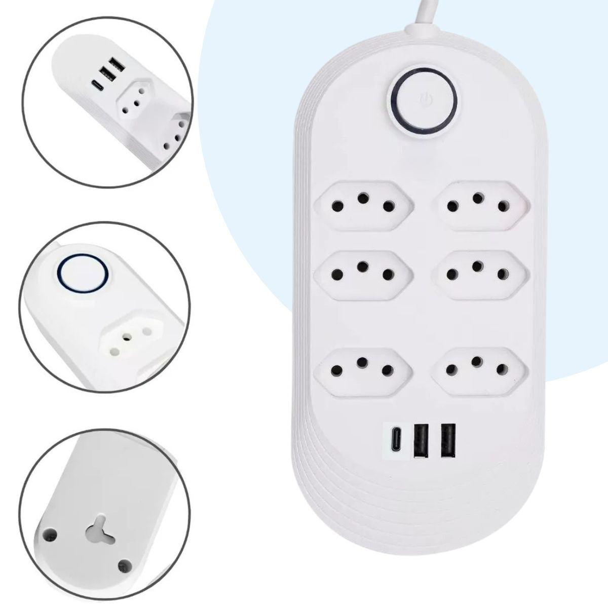 Extensão Elétrica Di Vida Power Socket 6 Tomadas Bivolt