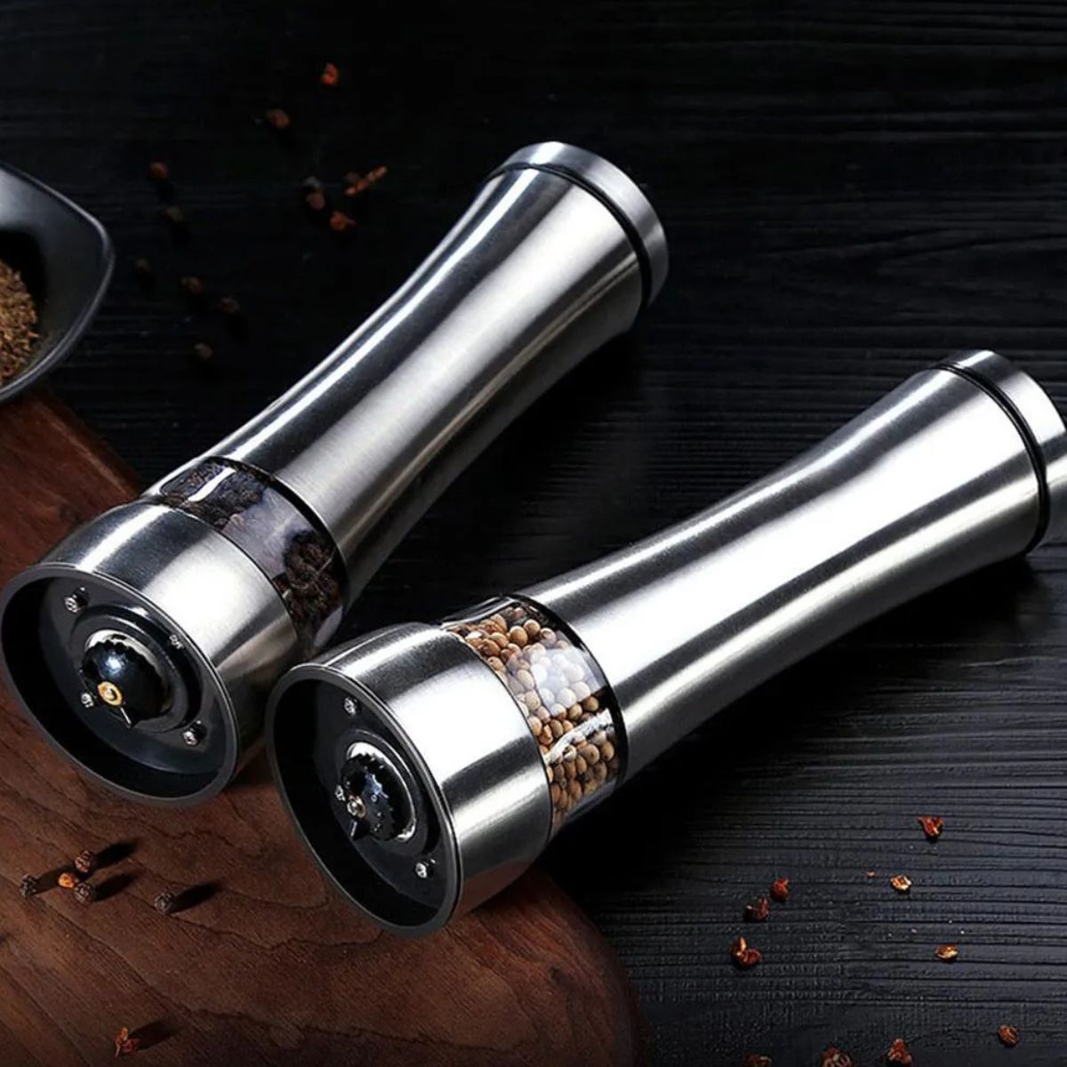Saleiro Moedor de Sal e Pimenta Gourmet em Inox Profissional