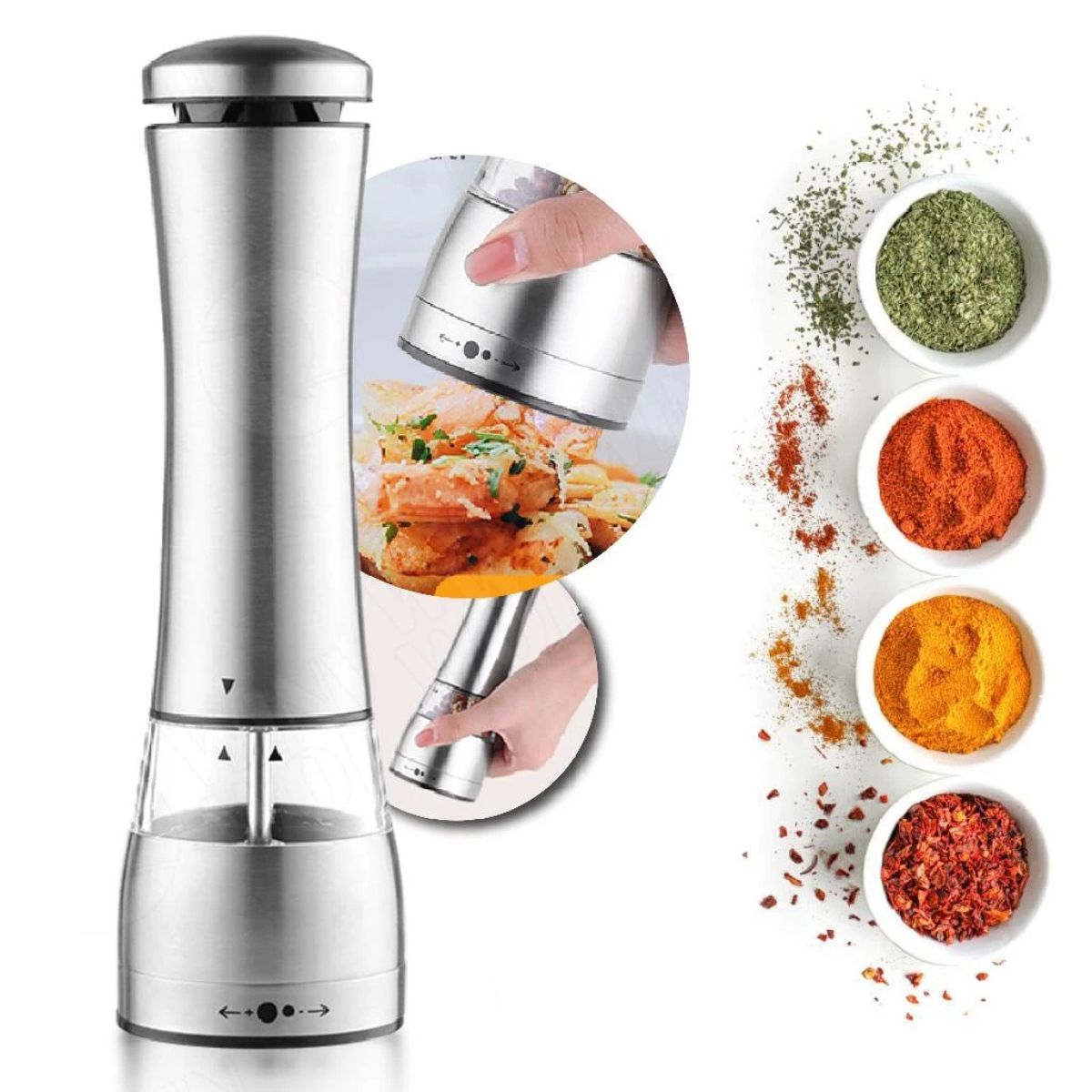 Saleiro Moedor de Sal e Pimenta Gourmet em Inox Profissional