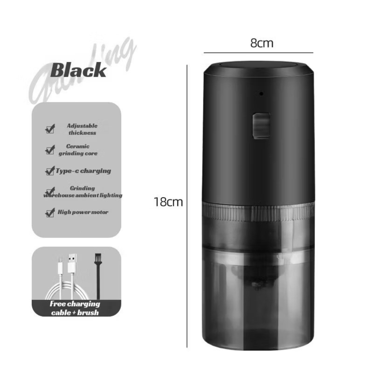 Moedor de Café Portátil Elétrico TINNY YOU USB Núcleo Cerâmico