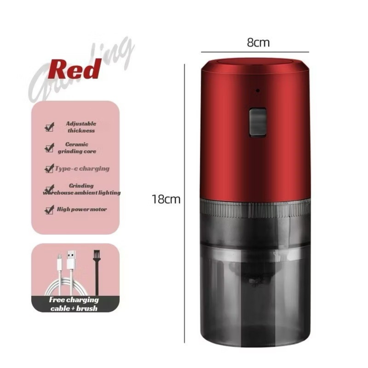Moedor de Café Portátil Elétrico TINNY YOU USB Núcleo Cerâmico
