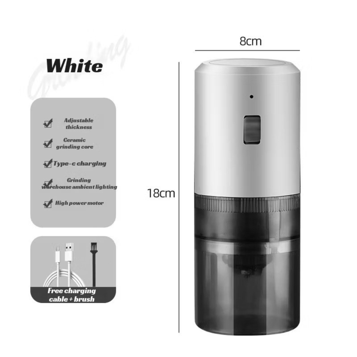 Moedor de Café Portátil Elétrico TINNY YOU USB Núcleo Cerâmico