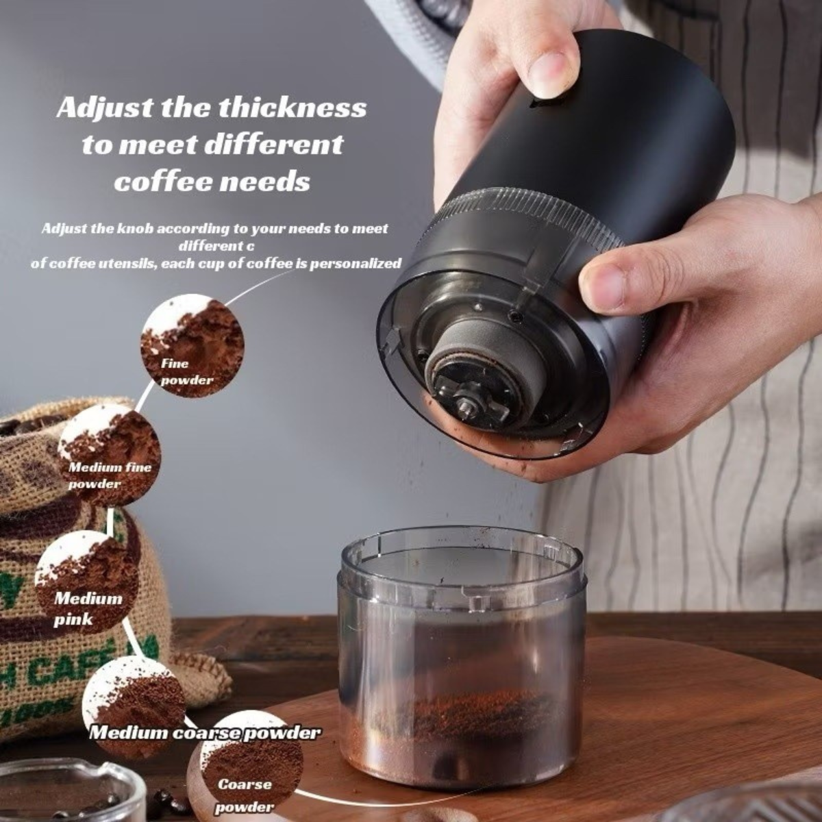 Moedor de Café Portátil Elétrico TINNY YOU USB Núcleo Cerâmico