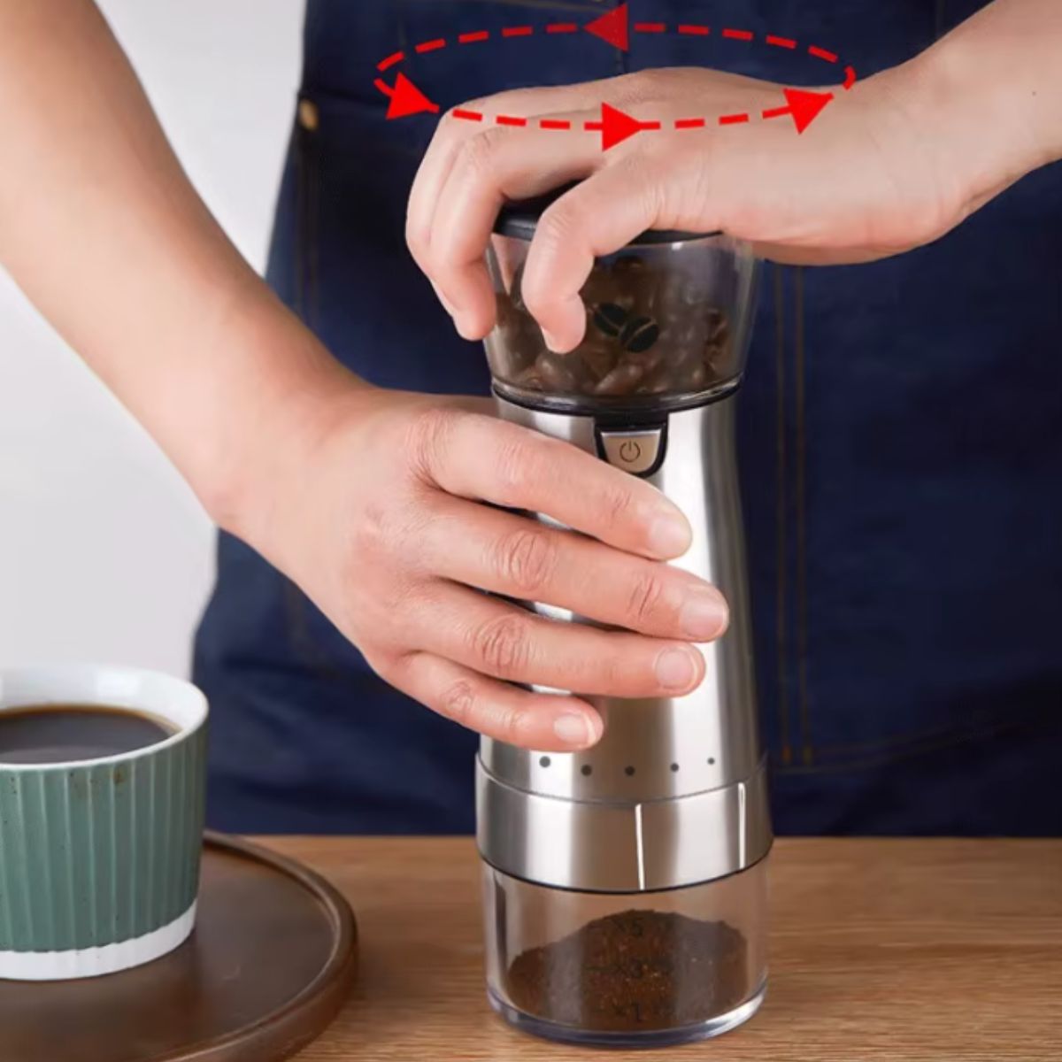 Moedor de Café Elétrico Portátil Recarregável USB Ajustável