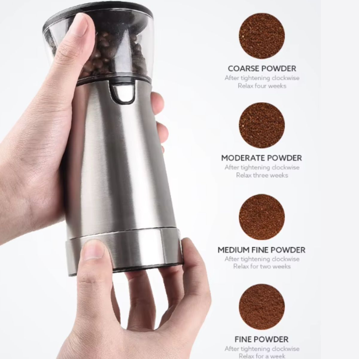 Moedor de Café Elétrico Portátil Recarregável USB Ajustável