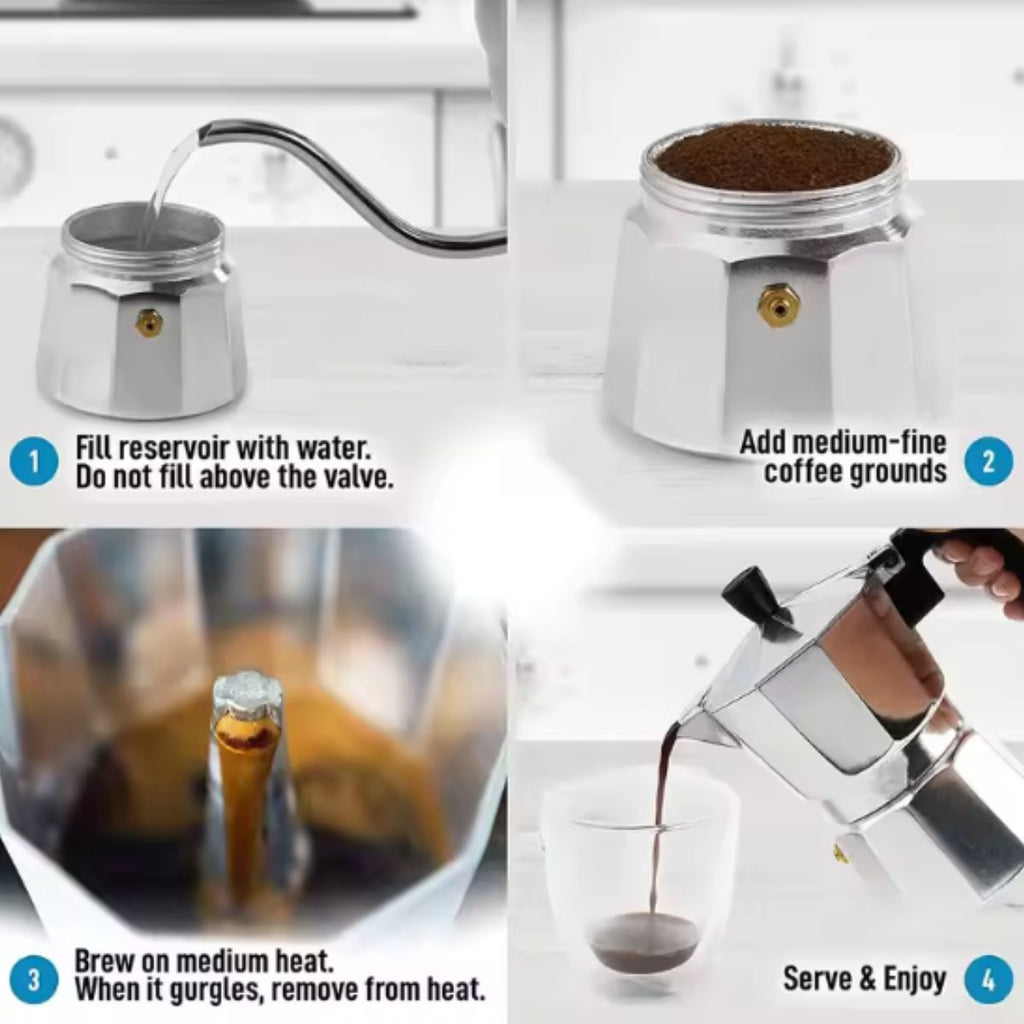 Cafeteira Italiana de Alumínio 300ml para até 6 Xícaras