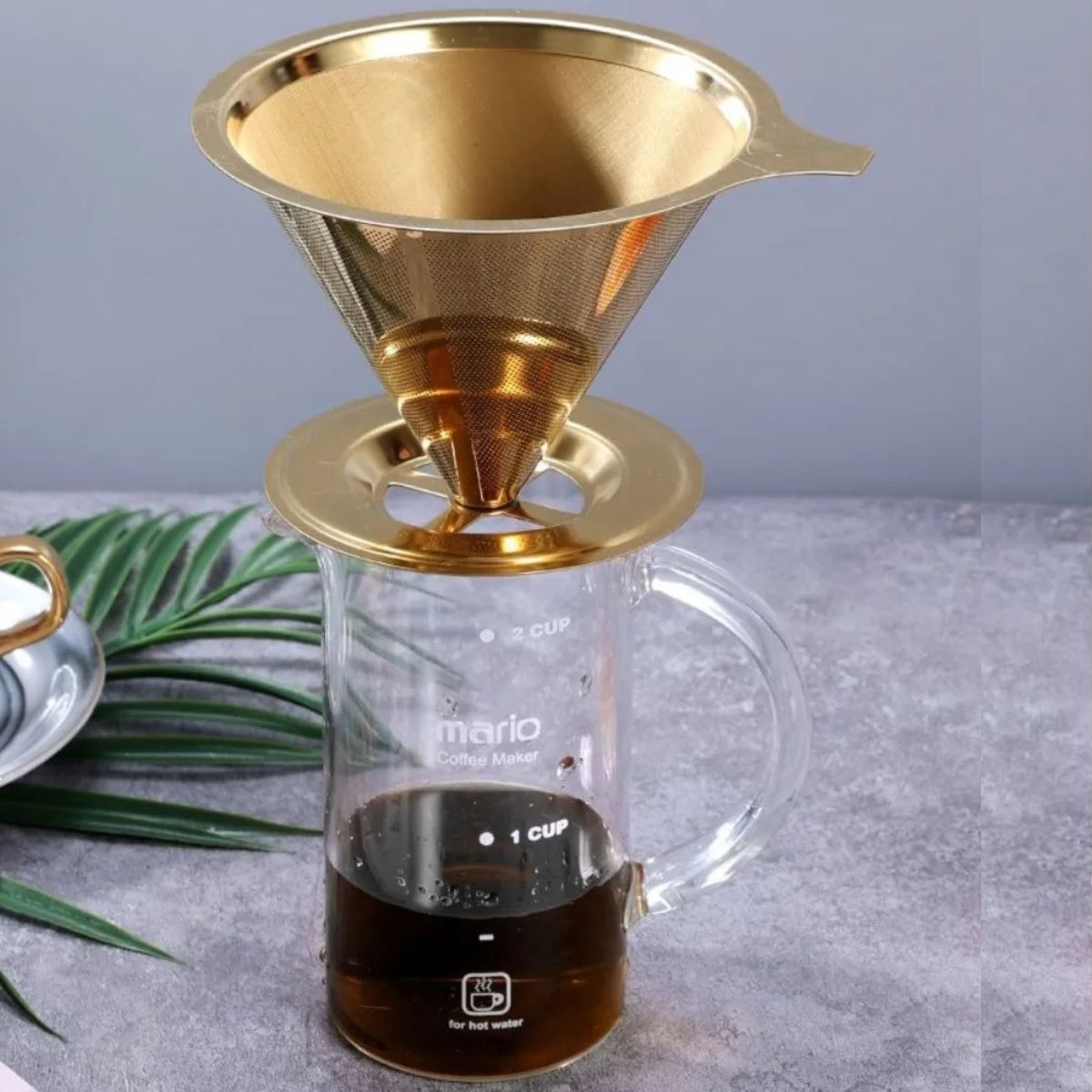 Filtro de Café Coador Inox Reutilizável Pour Over Dourado