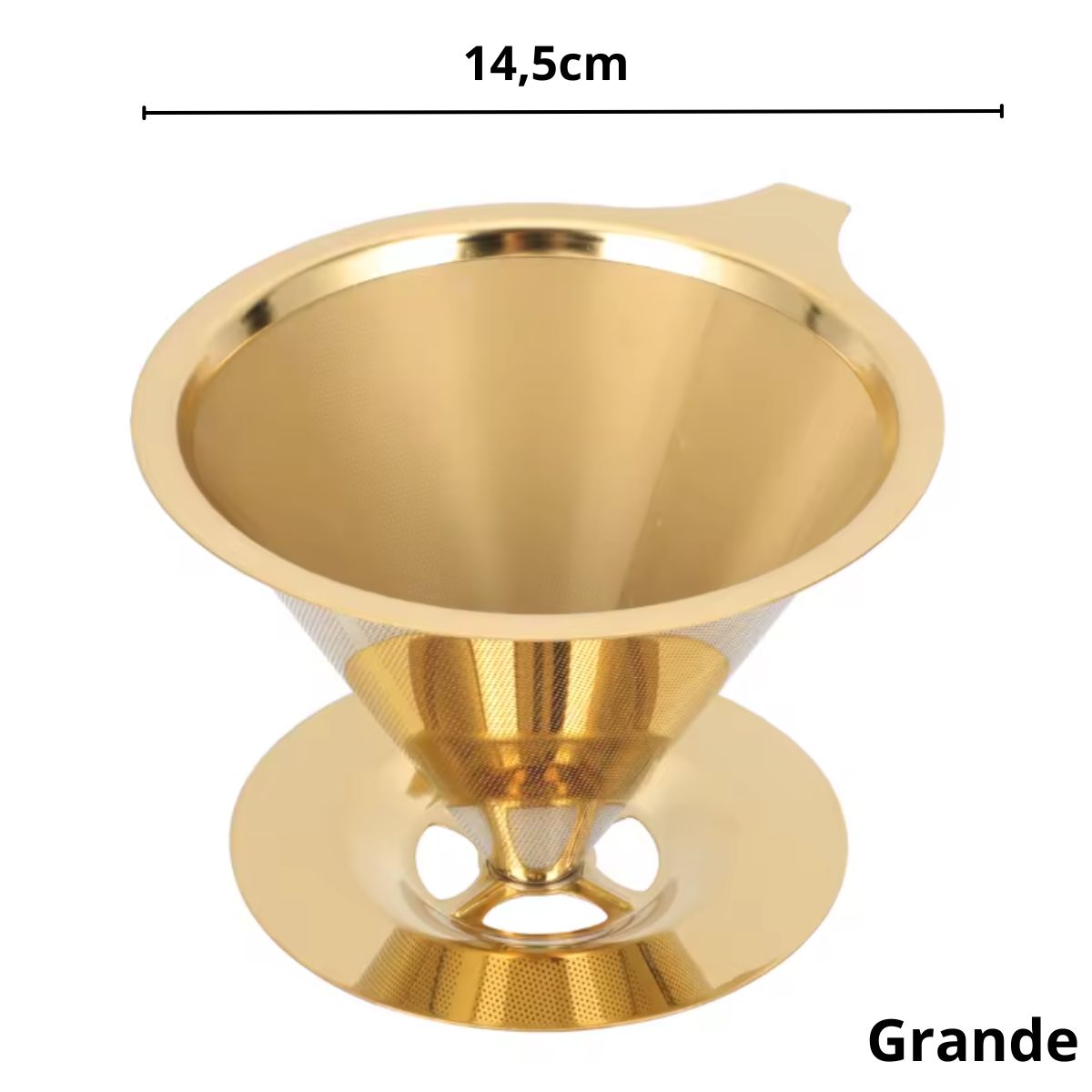 Filtro de Café Coador Inox Reutilizável Pour Over Dourado