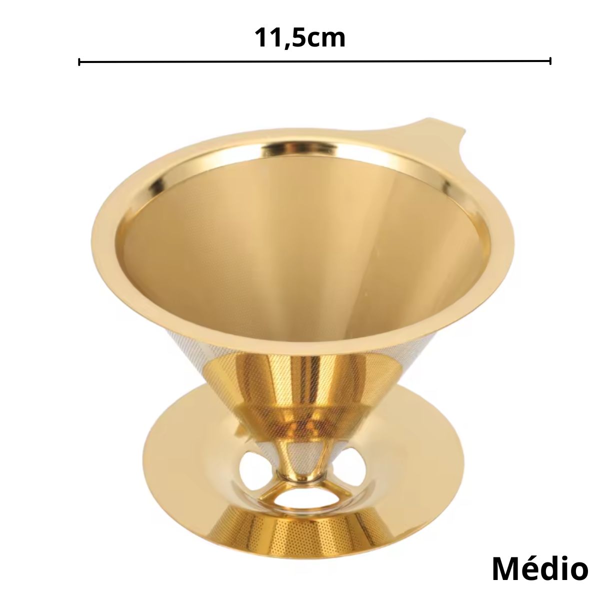 Filtro de Café Coador Inox Reutilizável Pour Over Dourado