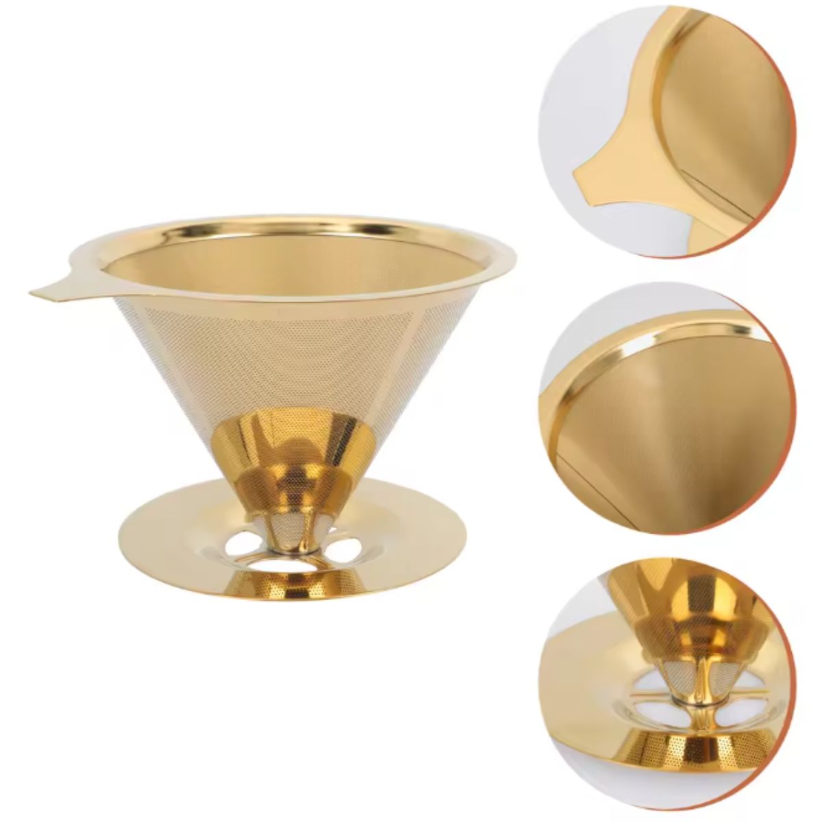 Filtro de Café Coador Inox Reutilizável Pour Over Dourado