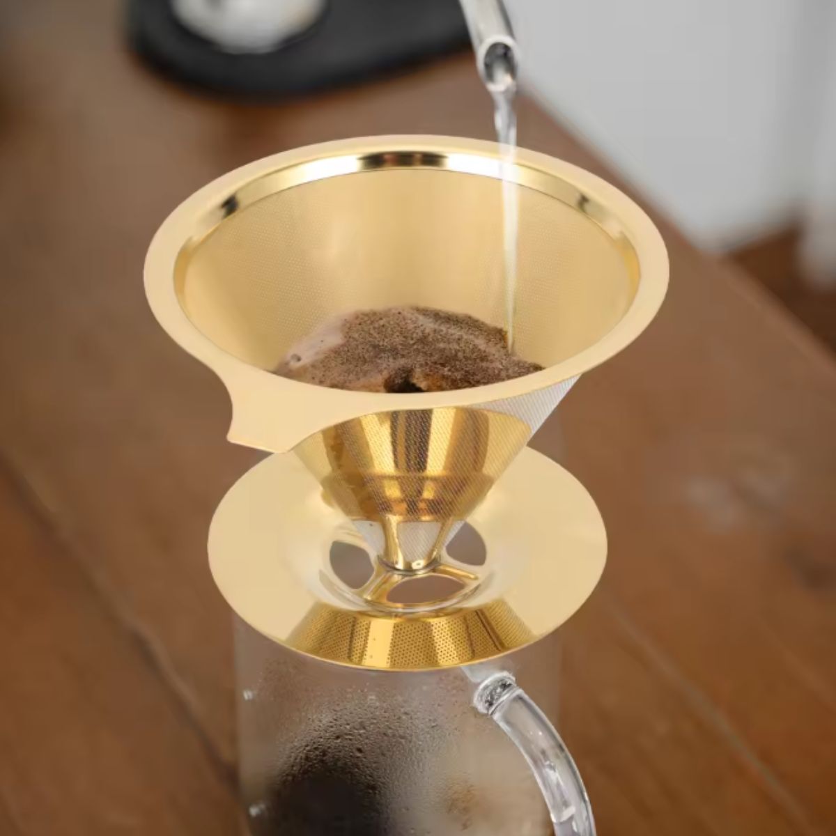 Filtro de Café Coador Inox Reutilizável Pour Over Dourado