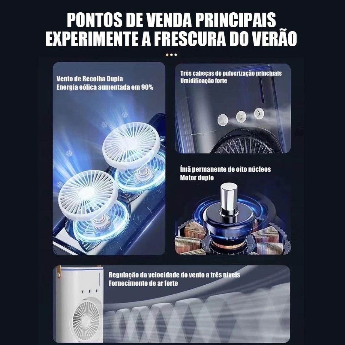 Ventilador Torre Portátil Oscilante com Controle Remoto