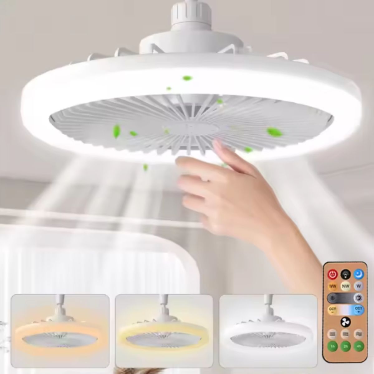 Ventilador de Teto com Luz LED Controle Remoto e Silencioso