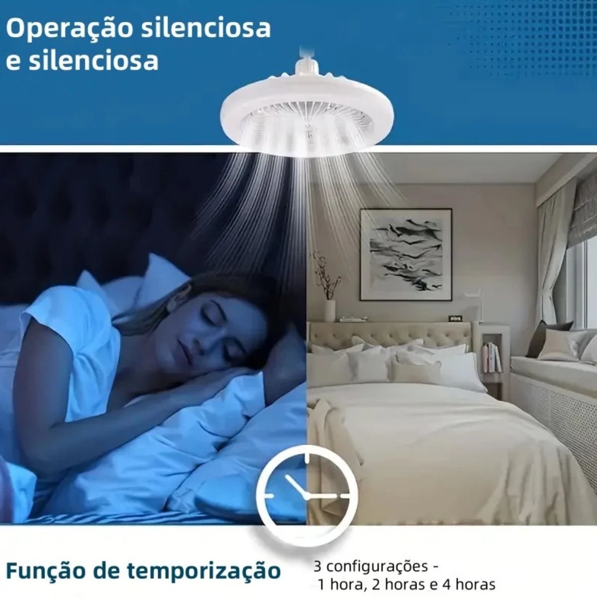 Ventilador de Teto com Luz LED Controle Remoto e Silencioso