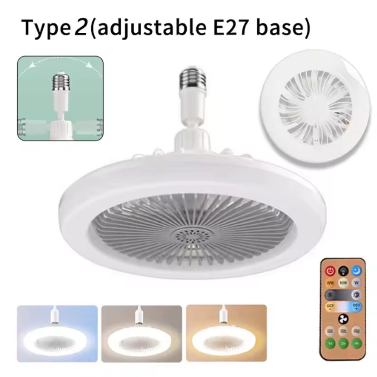 Ventilador de Teto com Luz LED Controle Remoto e Silencioso