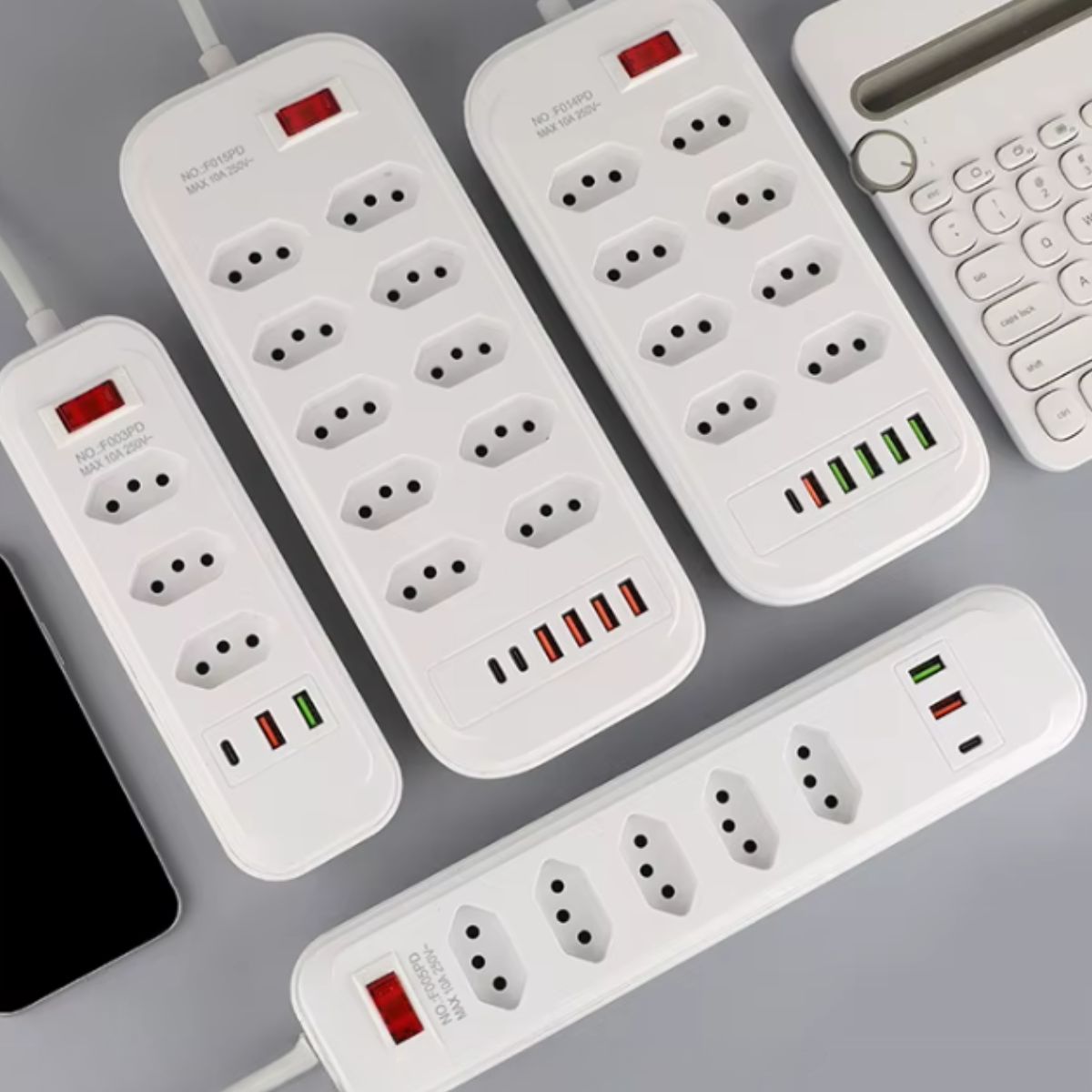 Extensão Régua Inteligente Até 10 Tomadas 2 USB e 1 Tipo-C