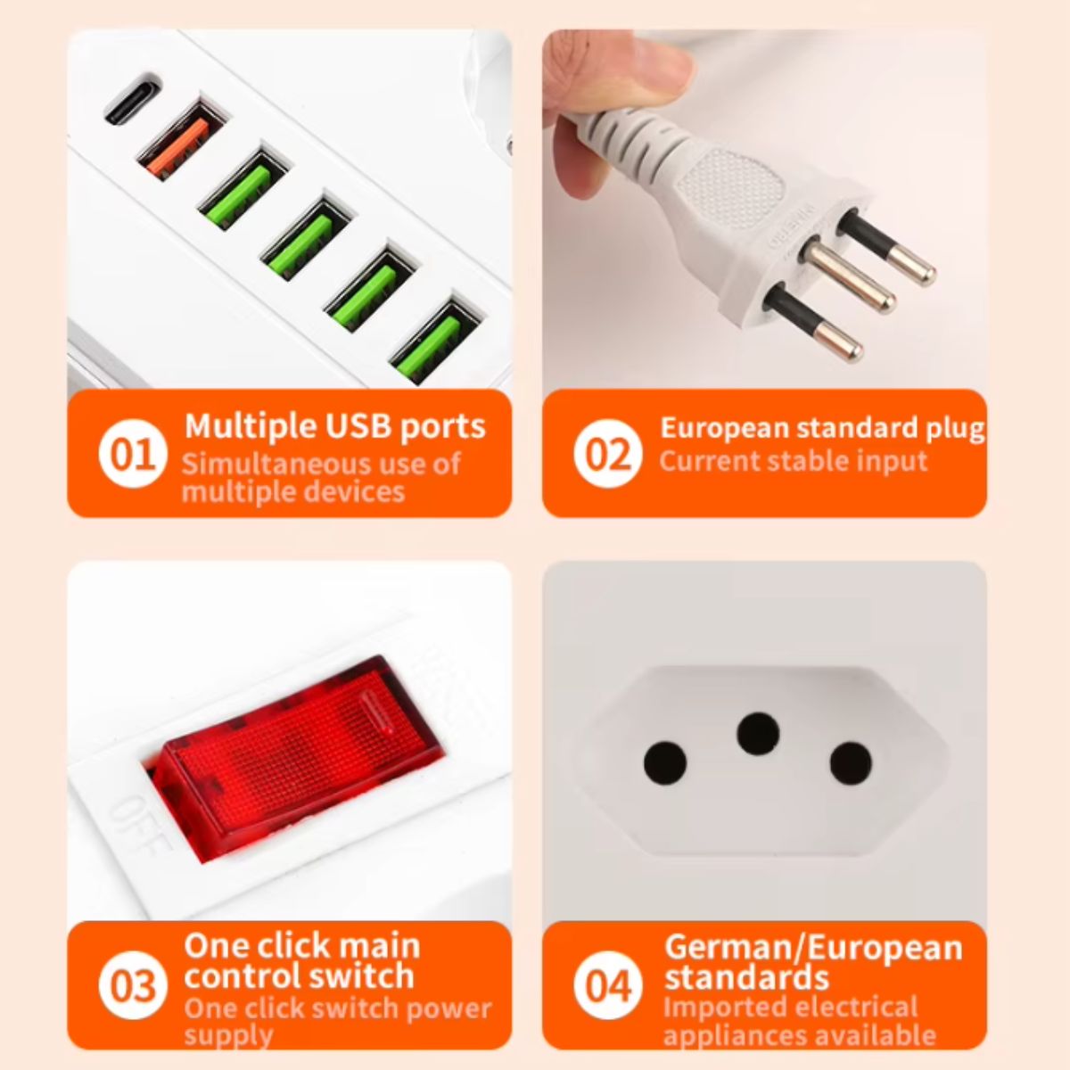 Extensão Régua Inteligente Até 10 Tomadas 2 USB e 1 Tipo-C
