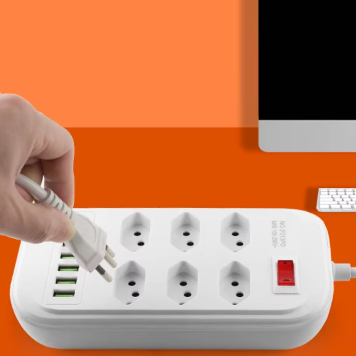 Extensão Régua Inteligente Até 10 Tomadas 2 USB e 1 Tipo-C