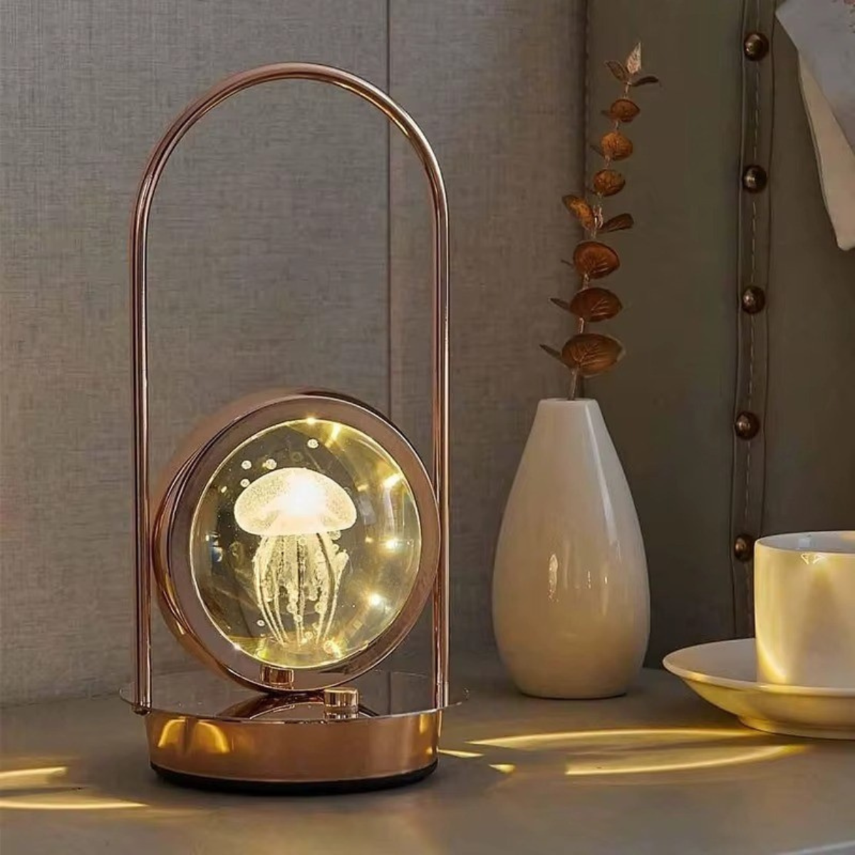 Luminária de Mesa Água Viva LED Touch 3 Cores Sem Fio USB