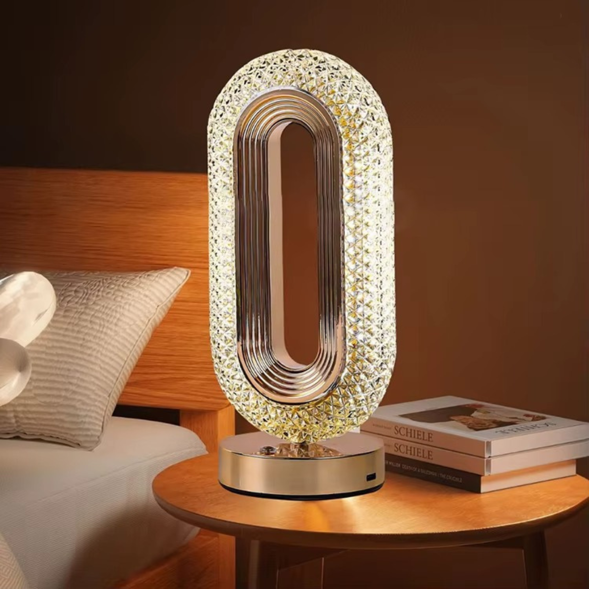 Abajur de Mesa LED Cristal Touch Sem Fio 3 Cores Moderno
