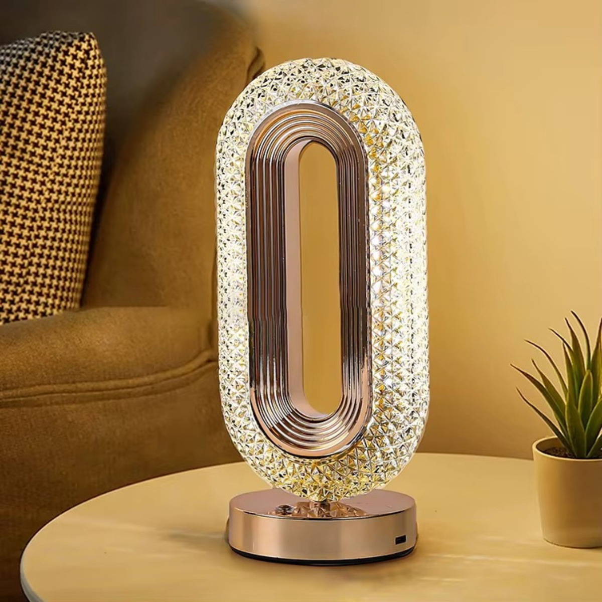 Abajur de Mesa LED Cristal Touch Sem Fio 3 Cores Moderno