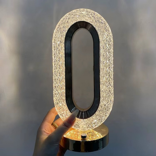 Abajur de Mesa LED Cristal Touch Sem Fio 3 Cores Moderno