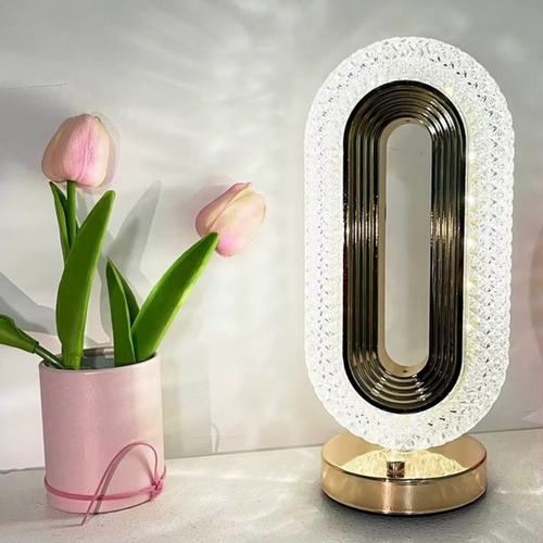 Abajur de Mesa LED Cristal Touch Sem Fio 3 Cores Moderno