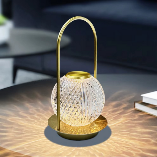 Abajur de Mesa Cristal LED Touch Sem Fio 3 Cores Moderno