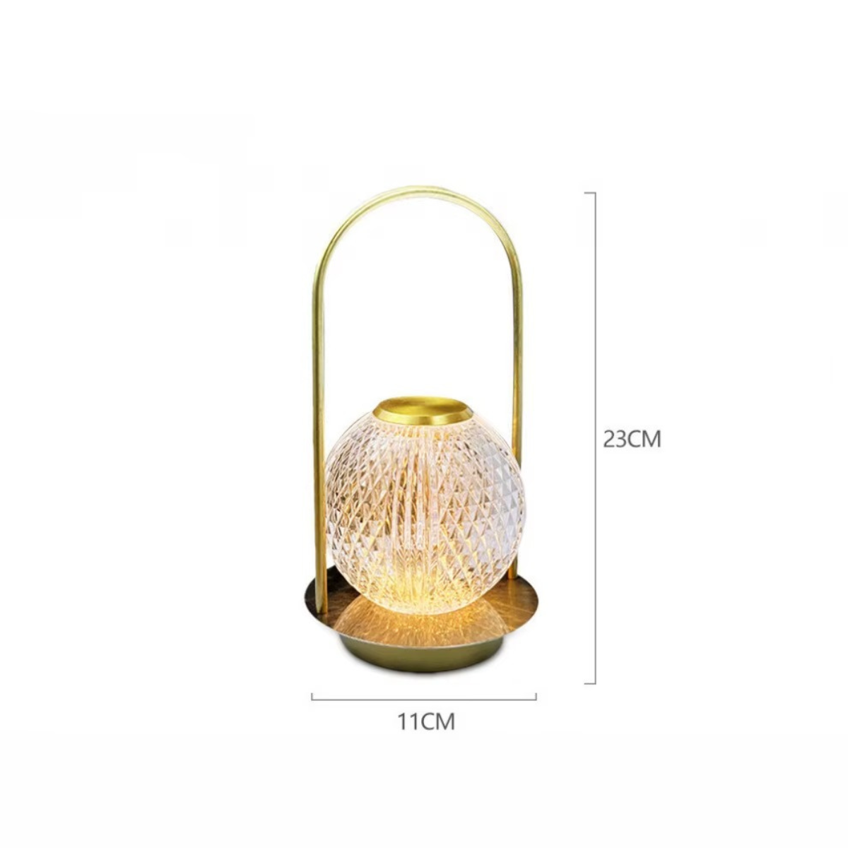 Abajur de Mesa Cristal LED Touch Sem Fio 3 Cores Moderno