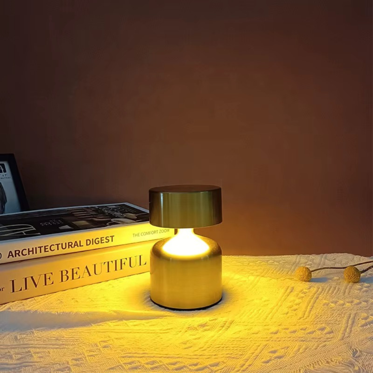 Luminária de Mesa LED Touch 3 Cores Sem Fio Recarregável USB