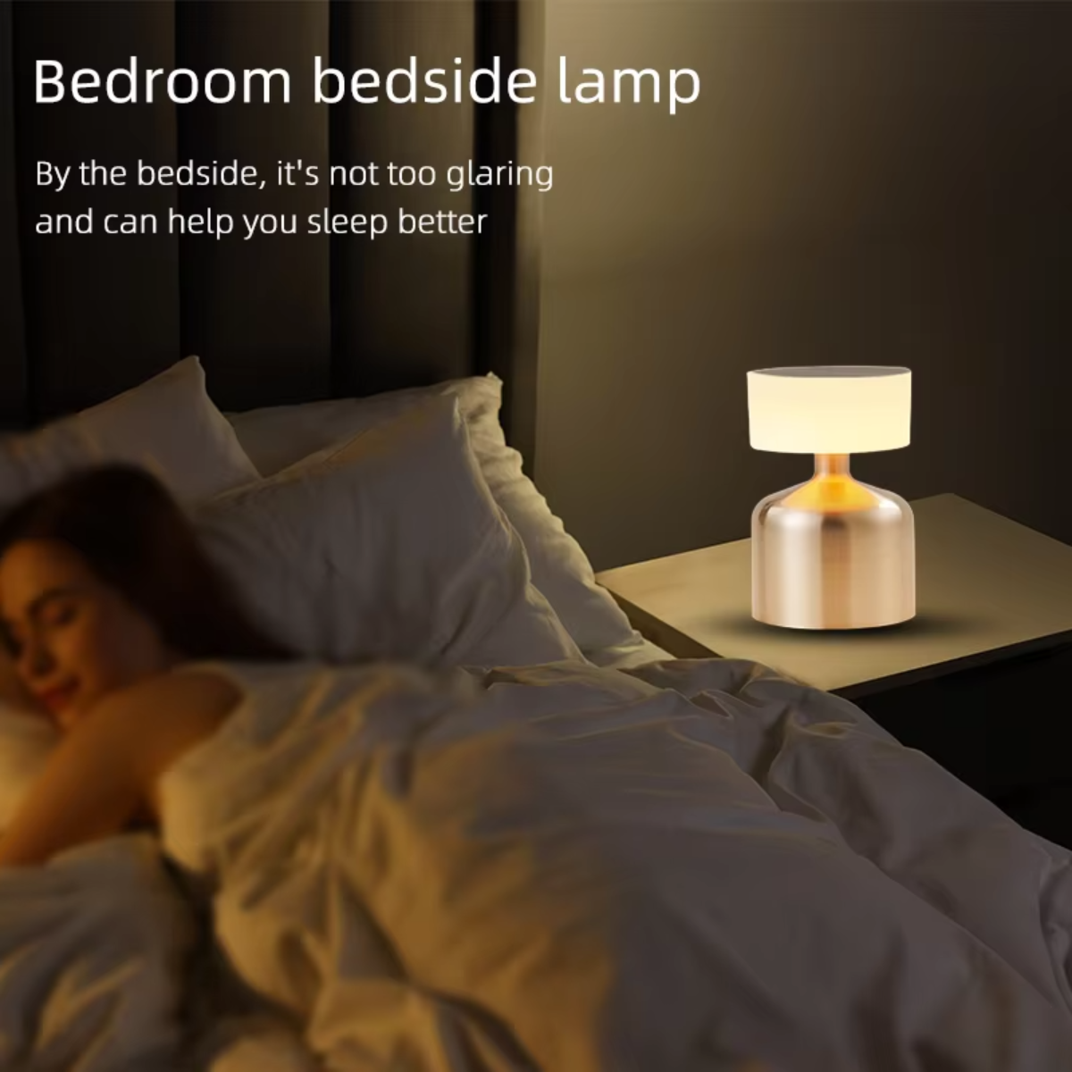 Luminária de Mesa LED Touch 3 Cores Sem Fio Recarregável