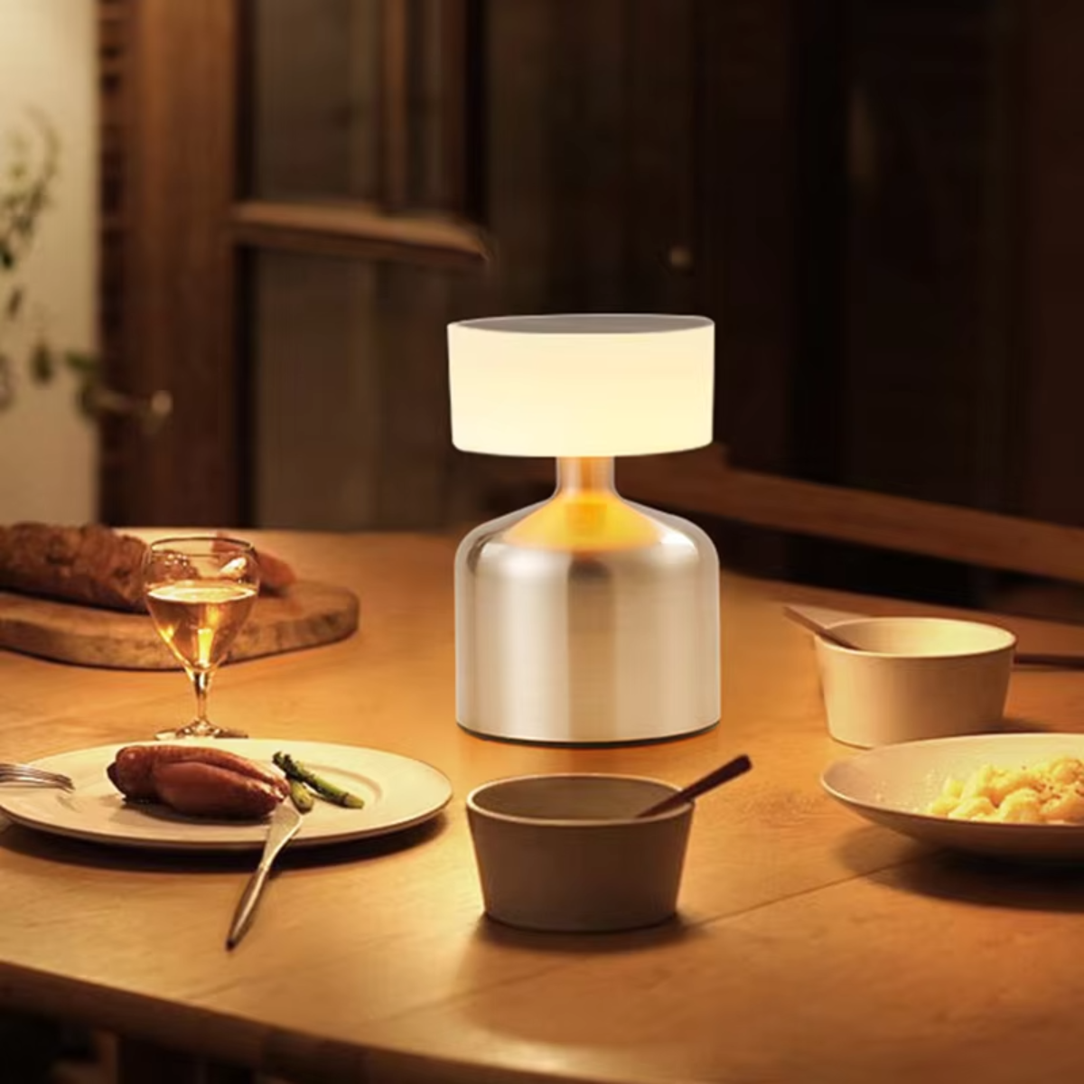 Luminária de Mesa LED Touch 3 Cores Sem Fio Recarregável