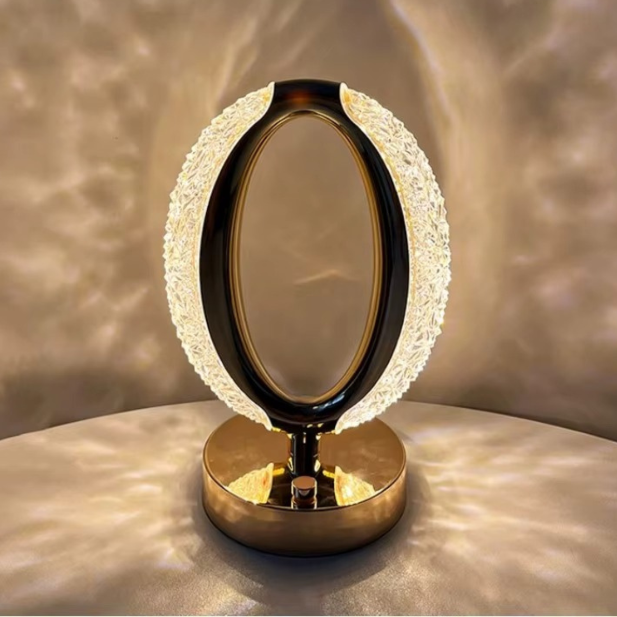 Luminária de Mesa Cristal LED 3 Cores Touch Sem Fio USB