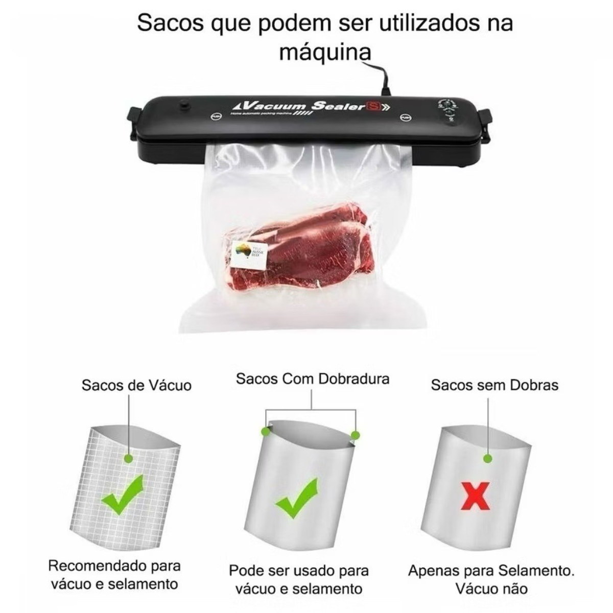 Seladora a Vácuo Bivolt Compacta Hermética Conservação de Alimentos
