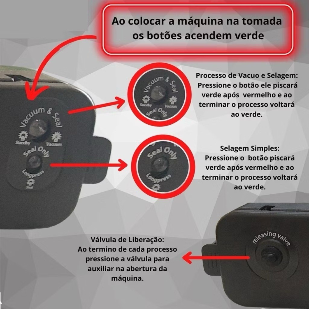 Seladora a Vácuo Bivolt Compacta Hermética Conservação de Alimentos