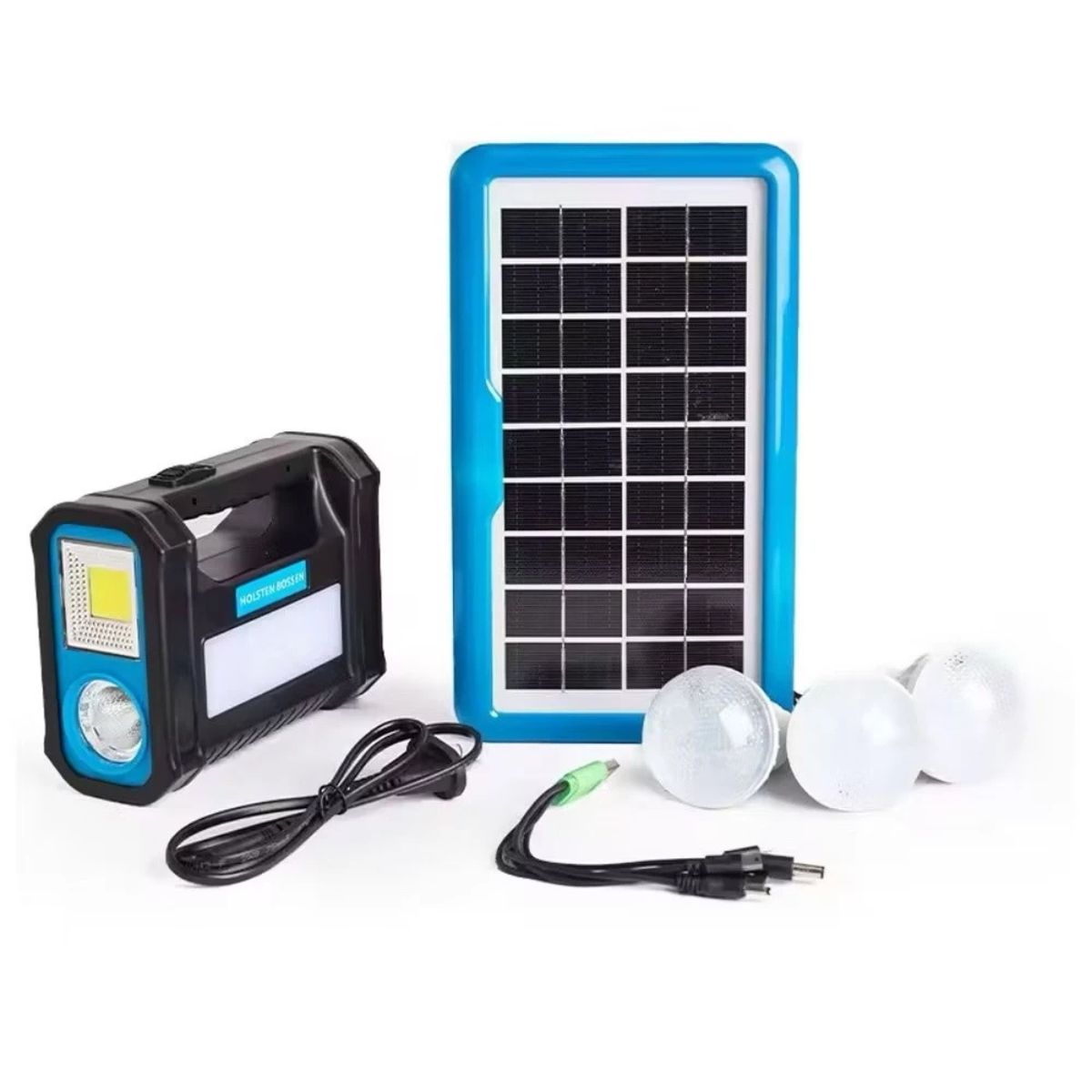 Kit Bateria Portátil com Painel Solar e 3 Lâmpadas LED Camping