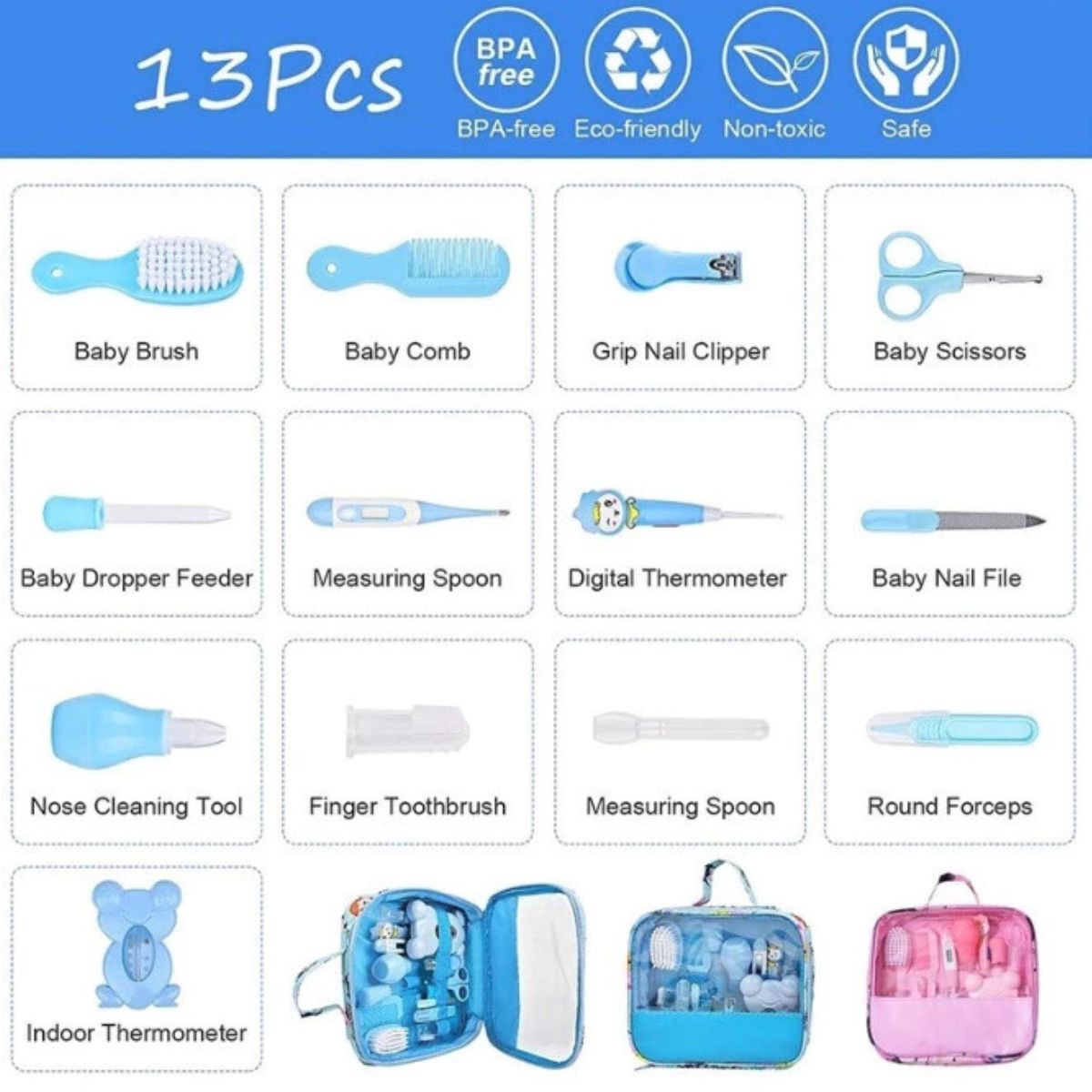 Kit Higiene para Bebê 13 Peças Cuidados Recém nascidos