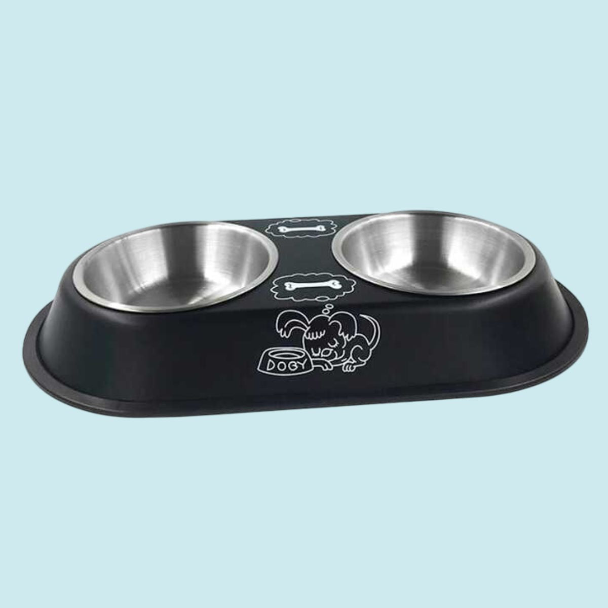 Comedouro Duplo Pet em Aço Inox com Suporte Antiderrapante