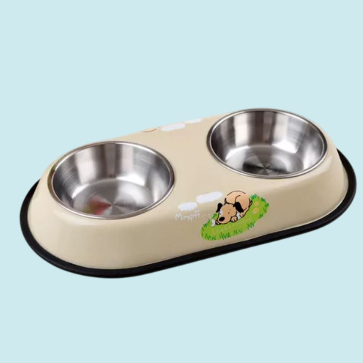 Comedouro Duplo Pet em Aço Inox com Suporte Antiderrapante